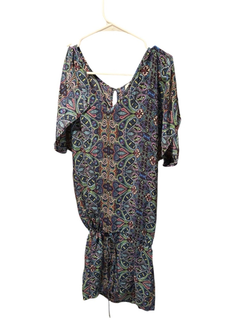 SW3 Bespoke Silk Paisley V-neck Mini Dress